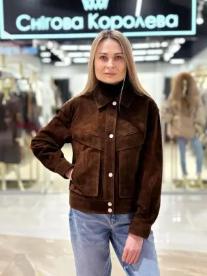 Коротка куртка з натуральної замшевої шкіри