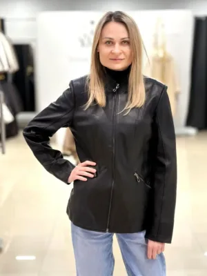 Шкіряна куртка на асиметричної блискавки