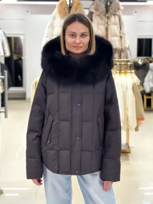 Пуховик Chanevia 25596 SEAL BROWN