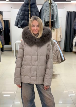 Пуховик жіночий Chanevia 26603 BEIGE