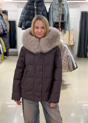 Пуховик жіночий Chanevia 26603 BROWN